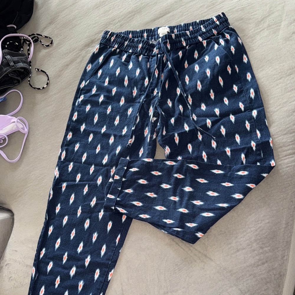 J. Crew Navy Patterned Trousers